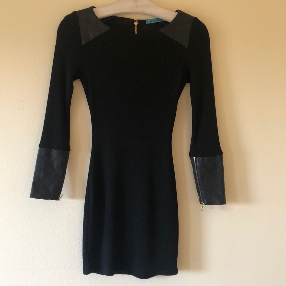 Alice + Olivia Black Long Sleeve Bodycon Dress